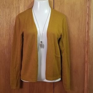 Marigold colored open front cardigan